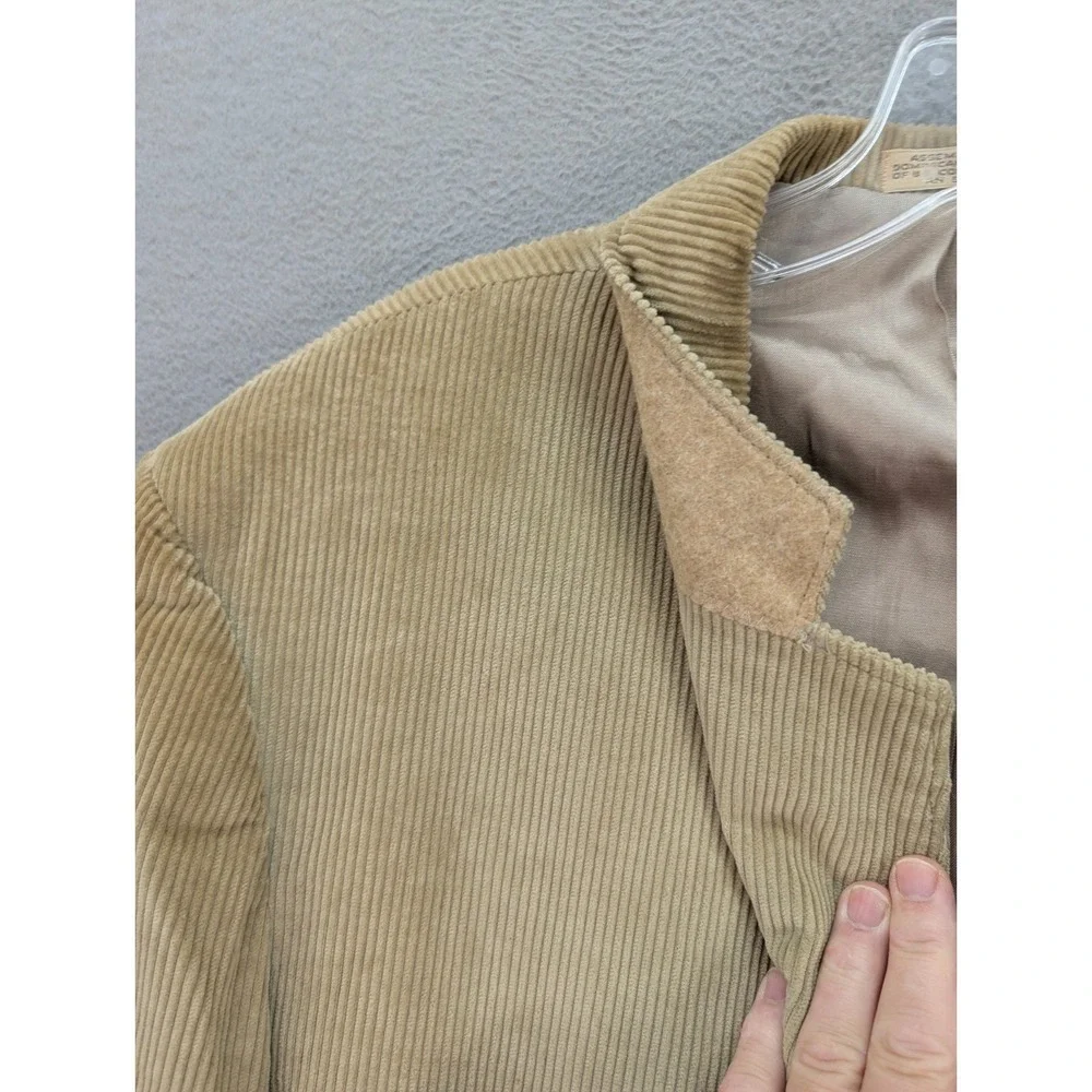 Brookford Corduroy Blazer Jacket Mens Size 44L Faux Suede Elbow Patch Tan Vtg